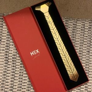 Men’s Gold Reflective Mirror Hex Tie